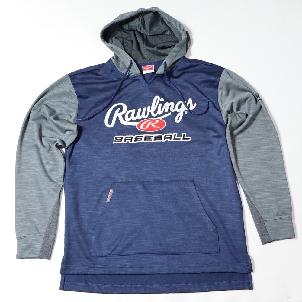 Rawlings Baseball Pullover Hoodie Mens S 2-Tone Blue Gray Hooded Sweatshirt